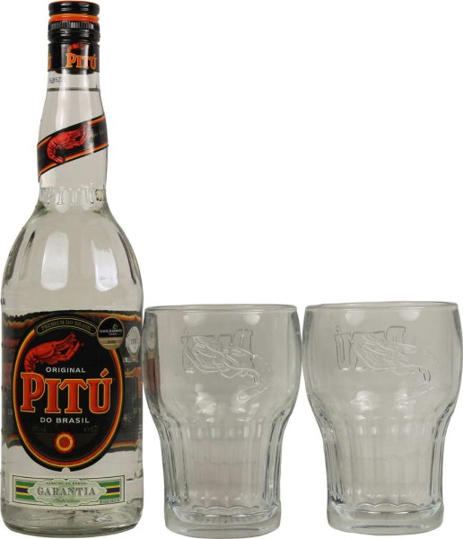 Cachaca Pitu 0,7l mit 2 Gläsern